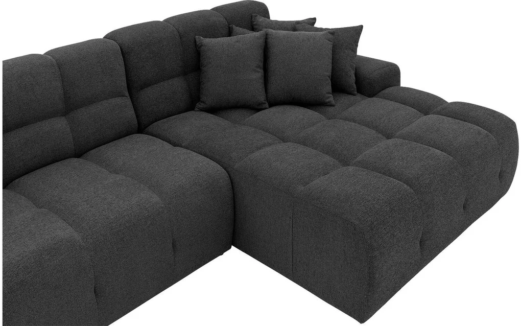 Goossens Excellent Bank Kubus - 30 X 30 Cm Stiksel antraciet, stof, 1,5-zits, modern design met chaise longue rechts