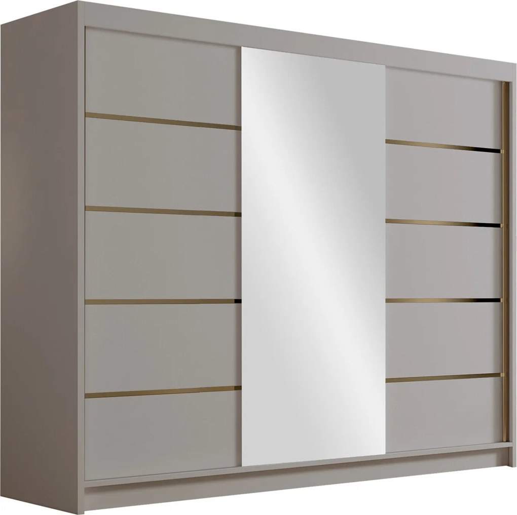 Kledingkast Closico Veltron II, Kasjmier, 215x250x58cm, 203 kg, Kledingkast deuren: Schuivend