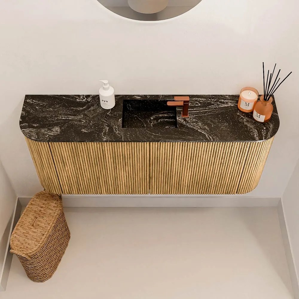Mondiaz Joya DLux 105cm toiletmeubel ronding links/rechts oak met wastafel faye midden 1 kraangat lava