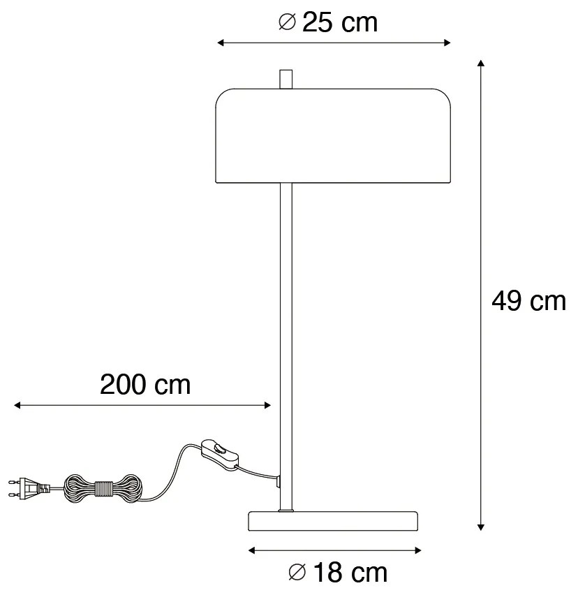 Retro tafellamp zwart met gouden binnenkant - Jinte