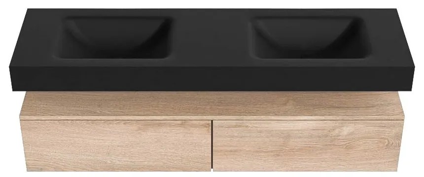 Zaro Alan badmeubel 160cm washed oak 2 lades met vrijhangende wastafel cloud dubbel zonder kraangat urban