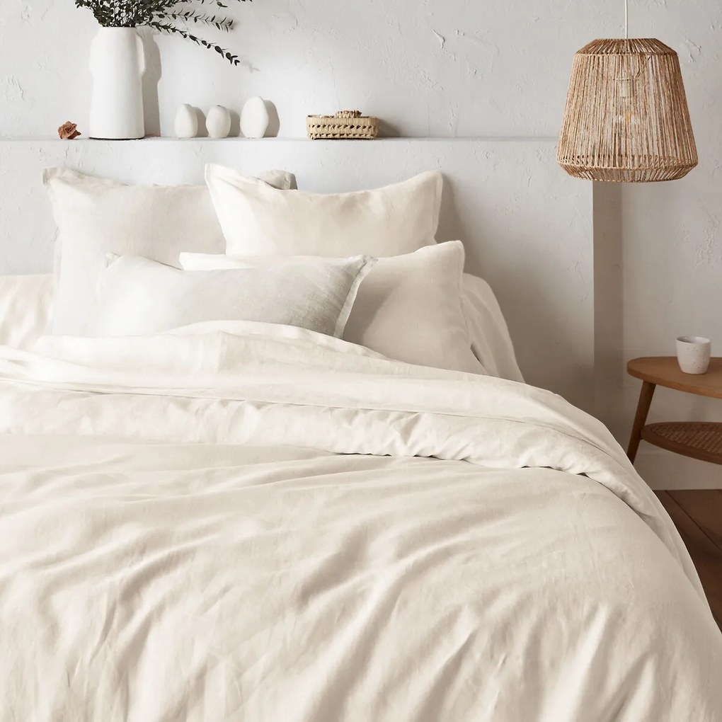 Hoeslaken in gewassen linnen, omslag 35 cm, Linot