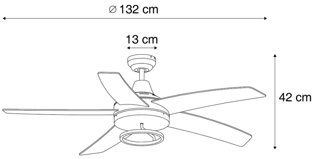 Plafondventilator met lamp zwart 132cm incl. LED met afstandbediening - Cool Anello Modern rond Binnenverlichting Lamp