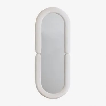 Ovaal Wandspiegel 60x160 Cm In Santes Fluweel Wit - Sklum