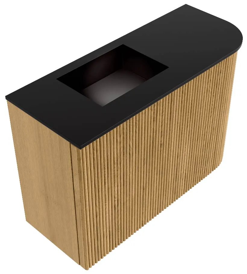 Mondiaz Joya 60cm toiletmeubel ronding rechts oak met wastafel faye links 1 kraangat urban