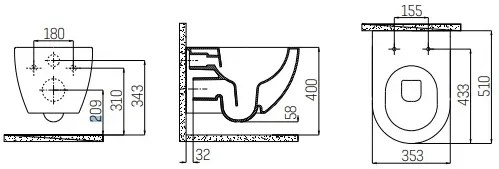 Creavit Modern hangend toilet randloos 51cm wit