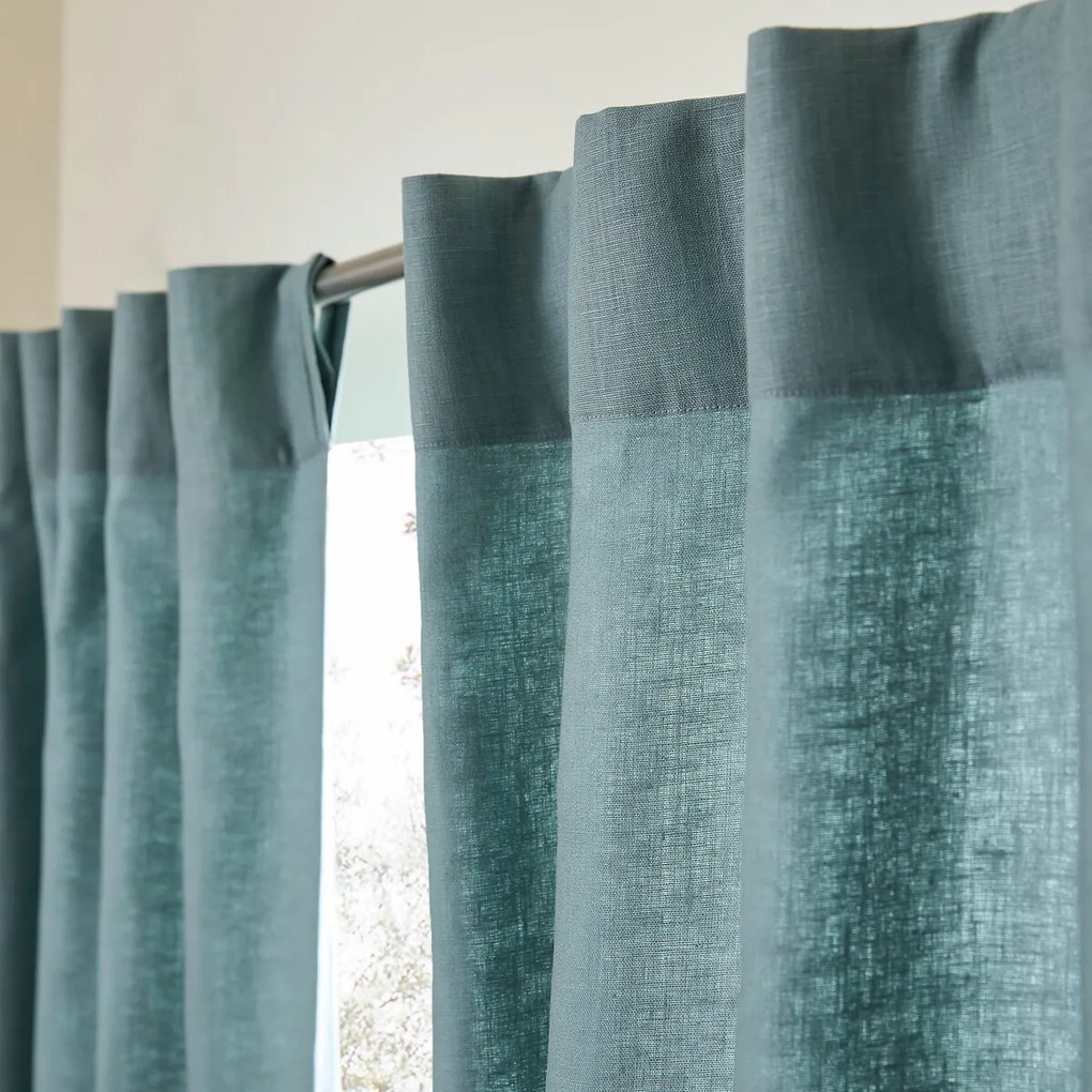 Linnen gordijn met voering, verborgen lipjes, Private