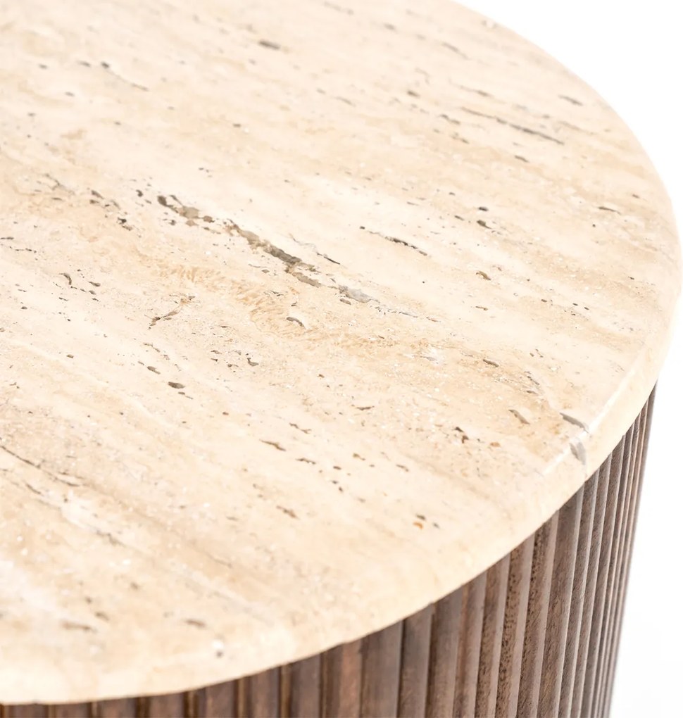 Salontafel Met Travertin Blad - 70 X 47cm.
