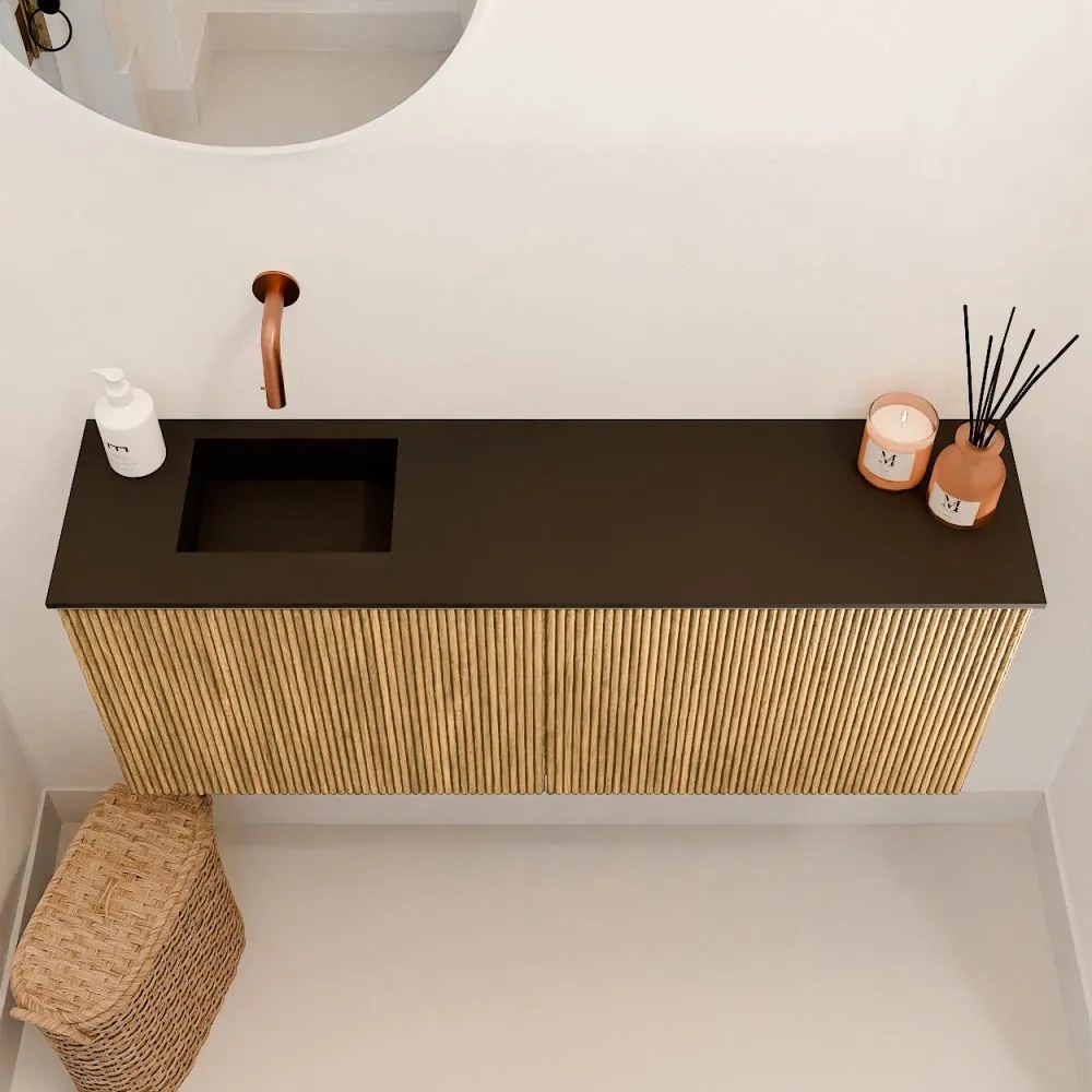 Mondiaz Joya 100cm toiletmeubel oak met wastafel faye links zonder kraangat urban