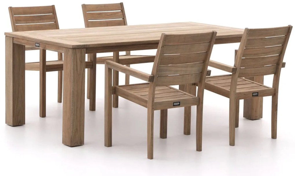 Diningset ROUGH  | 4 personen teakhout | Tuinset stapelbaar | 5-delig | Kees Smit Tuinmeubelen