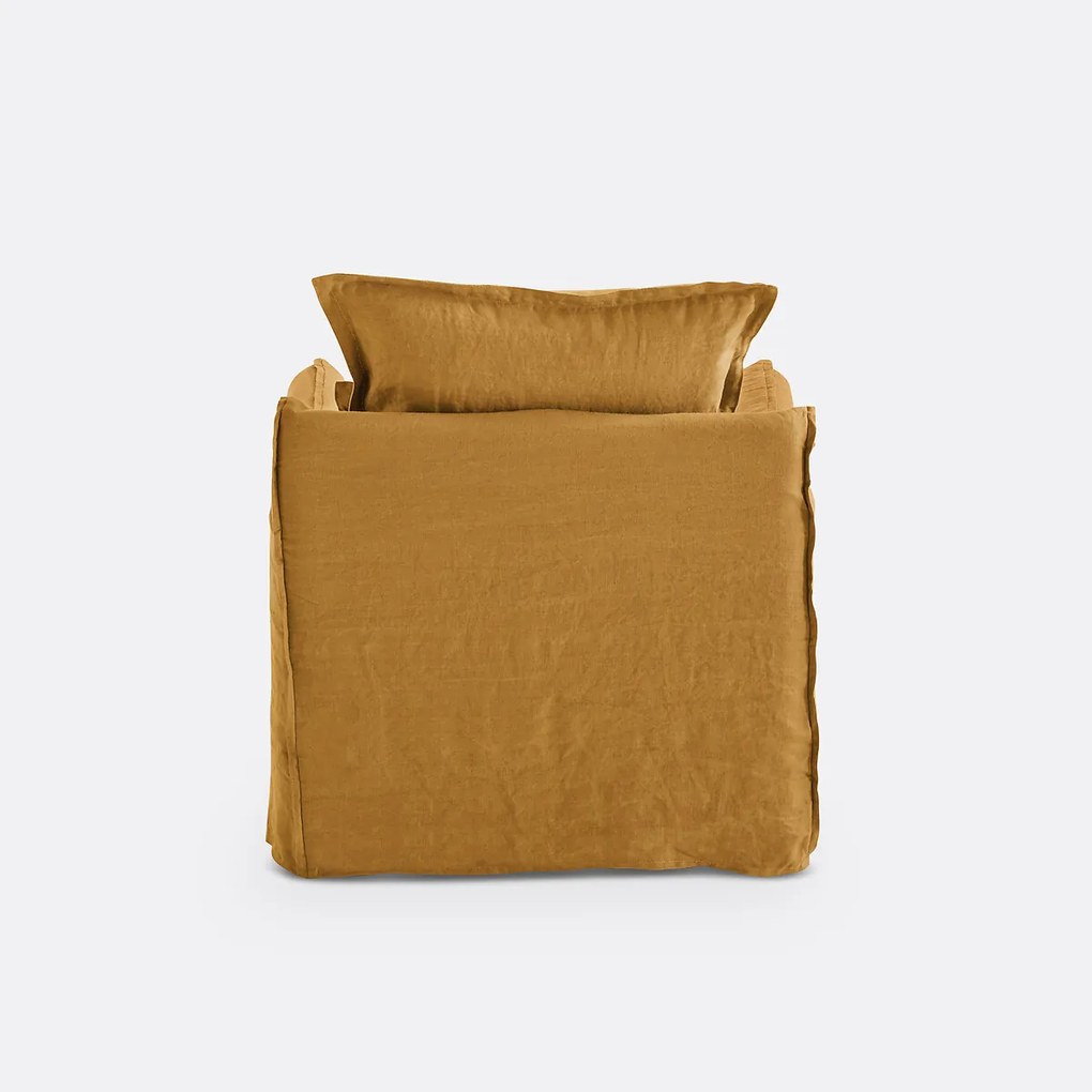 Fauteuil, afneembare hoezen, in gekreukt linnen, Odna