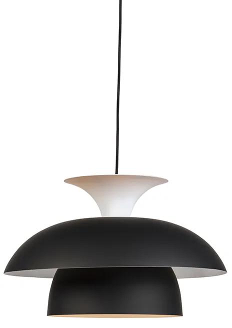 Moderne ronde hanglamp zwart met wit 3-laags - Titus Modern E27 Binnenverlichting Lamp