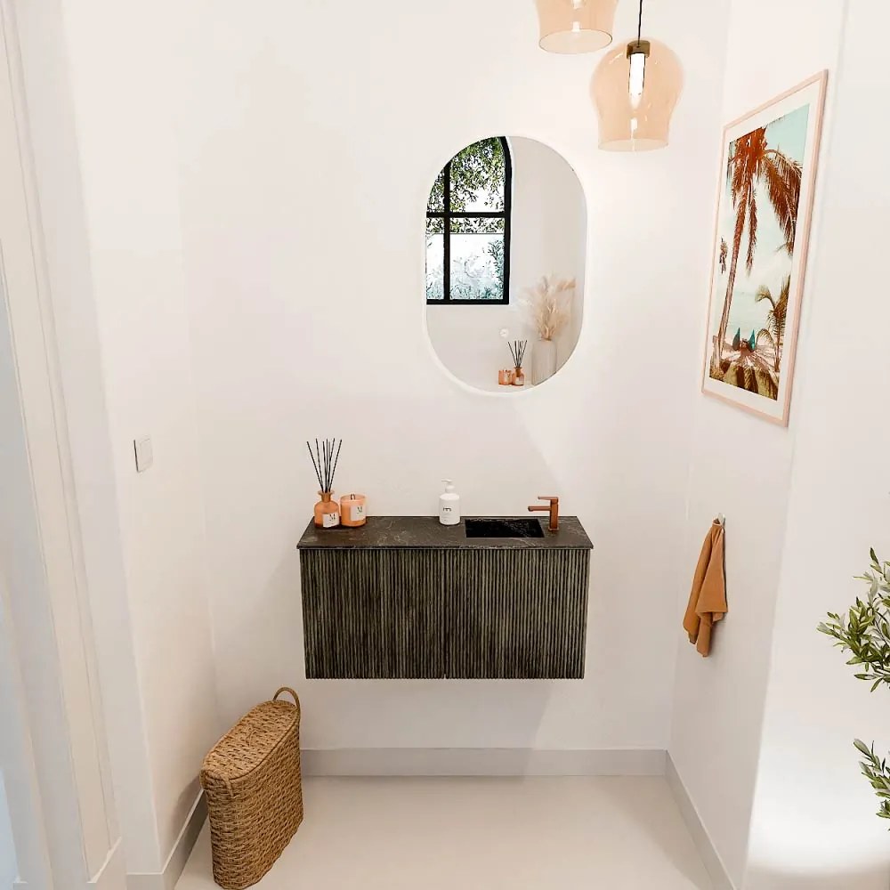 Mondiaz Joya DLux 80cm toiletmeubel shadow met wastafel faye rechts 1 kraangat lava