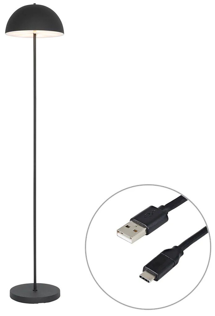 Buiten vloerlamp mushroom zwart oplaadbaar 3-staps dimbaar - Keira