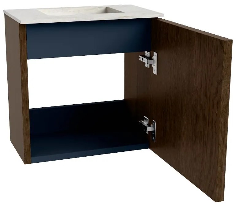 Mondiaz Joya DLux 40cm toiletmeubel walnut met wastafel faye midden zonder kraangat opalo