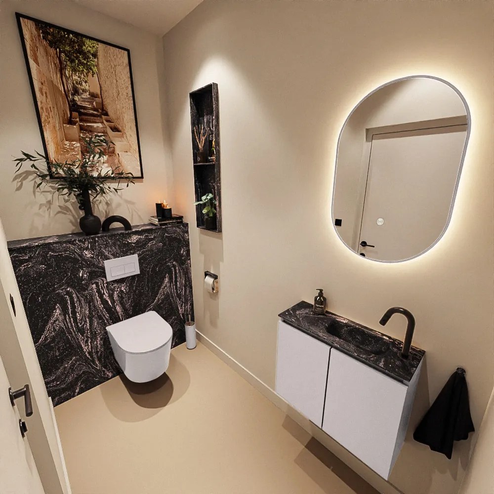 Mondiaz Ture DLux toiletmeubel 60cm cale met wastafel lava rechts met kraangat