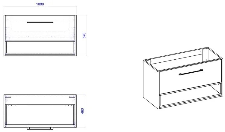 Comad Borneo Cosmos 825 FSC onderkast 100cm eiken/grijs