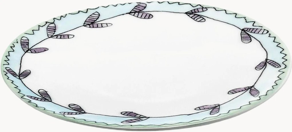 Fine Bone China dessertborden Midnight Flowers, 2-delig