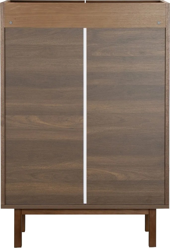 Walnoot Wandkast Met Stoffen Deuren - 80x40x120cm.