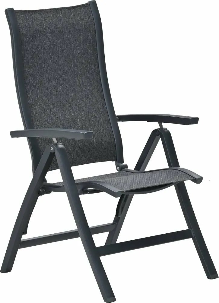 Garden Impressions Hilly tuinstoel verstelbaar donker grijs - 2 stuks