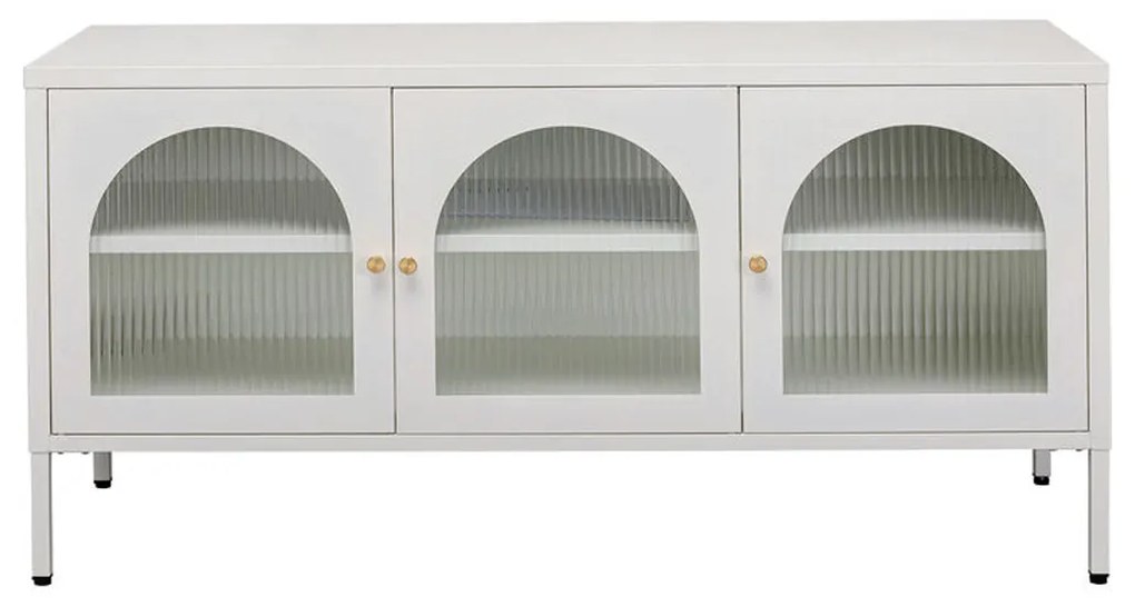 Kare Design Naxos Tv-meubel Met Ribbelglas Off White - 120x40x60cm.