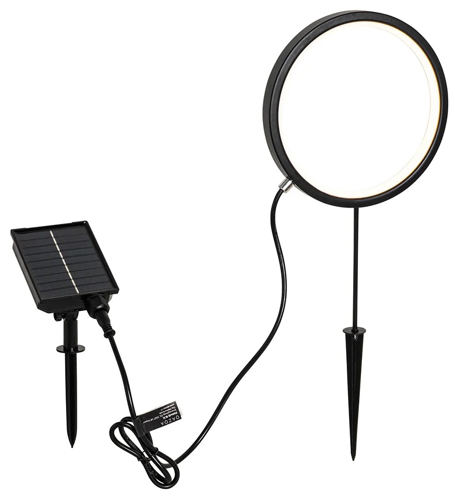 Buitenlamp Prikspot zwart 50 cm incl. LED oplaadbaar en solar IP65 - Adalind Design, Modern IP65 Buitenverlichting rond