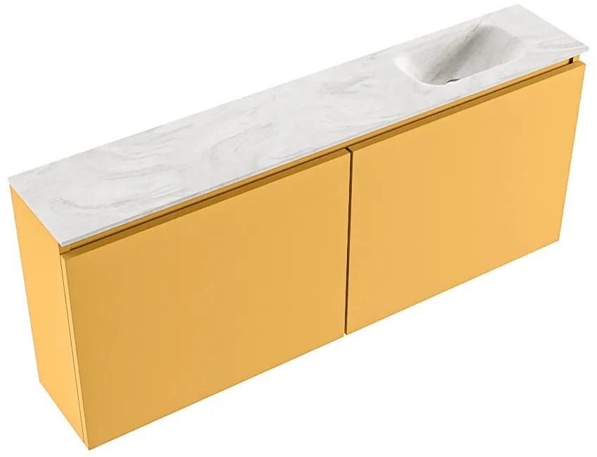 Mondiaz Ture DLux toiletmeubel 120cm ocher met wastafel ostra rechts zonder kraangat