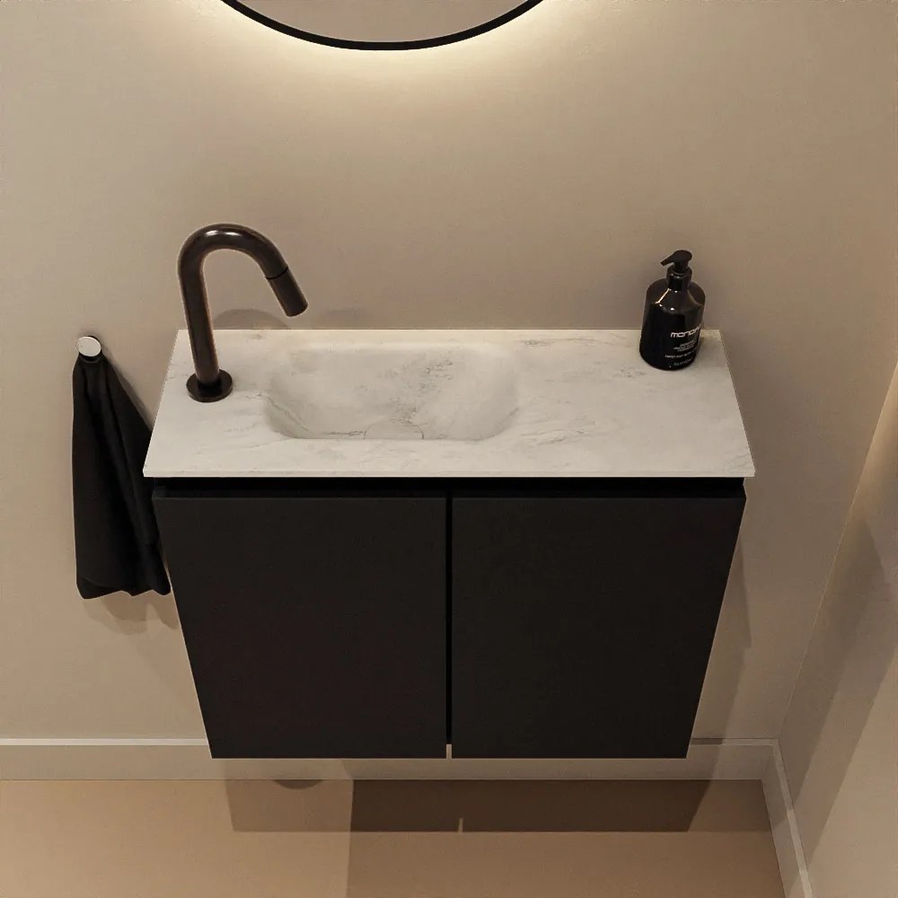 Mondiaz Ture DLux toiletmeubel 60cm urban met wastafel opalo links met kraangat