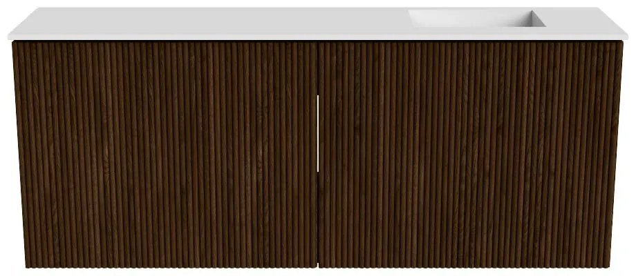 Mondiaz Joya 100cm toiletmeubel walnut met wastafel faye rechts zonder kraangat talc