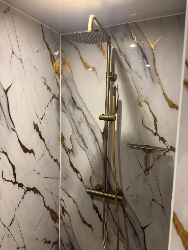 PVC Marmer Paneel White Gold Glans 260x122x0,3cm