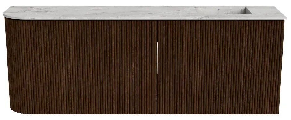 Mondiaz Joya DLux 110cm toiletmeubel ronding links walnut met wastafel faye rechts zonder kraangat glace