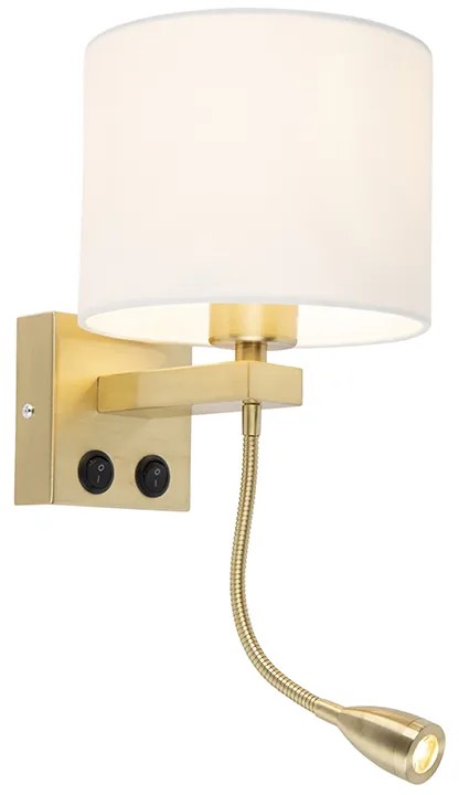LED Smart wandlamp met dimmer goud met witte kap incl. Wifi A60 - Brescia Art Deco, Modern E27 rond Binnenverlichting Lamp