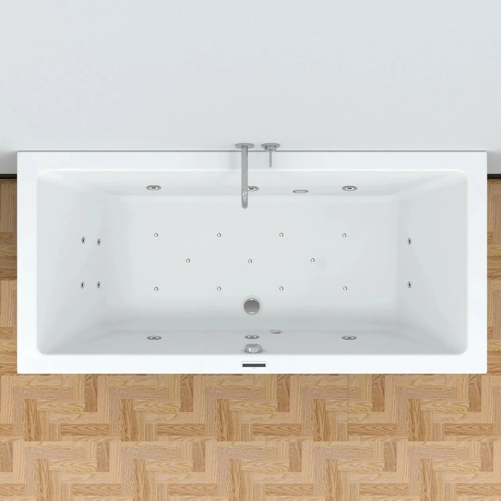 Riho Lusso bubbelbad 180x80cm wit glans met touchbediening, 6 + 4 + 2 hydrojets en 11 aerojets