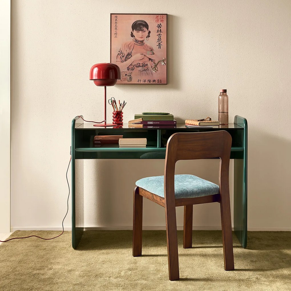 Bureau met blad van gerookt gehard glas Ericson