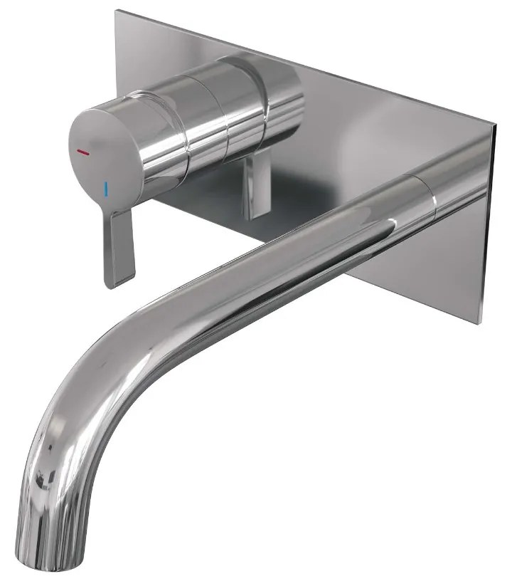 Brauer Chrome Edition ColdStart wastafelkraan inbouw gebogen uitloop met achterplaat model E2 chroom