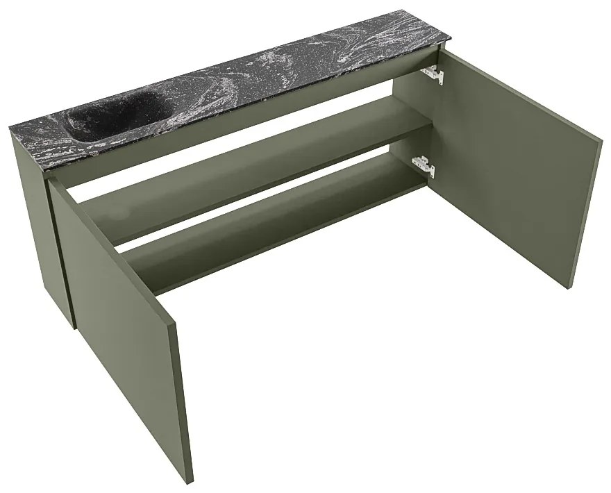 Mondiaz Ture DLux toiletmeubel 120cm army met wastafel lava links met kraangat