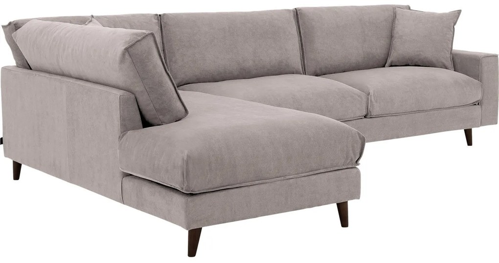Goossens Bank Jonas beige, stof, 3,5-zits, urban industrieel met ligelement links