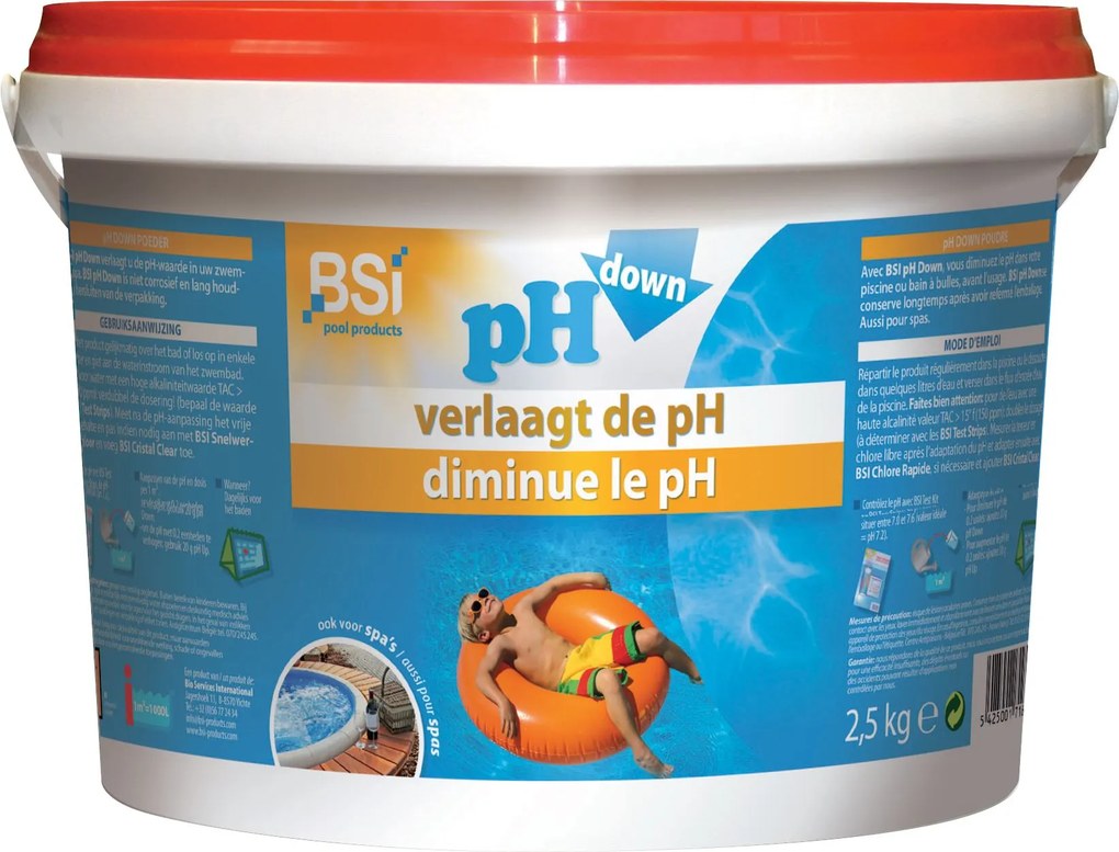 BSI pH Down 2,5kg (poeder) - verlaagt de pH-waarde van je zwembad of spa