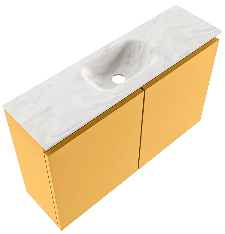 Mondiaz Ture DLux toiletmeubel 80cm ocher met wastafel ostra midden zonder kraangat