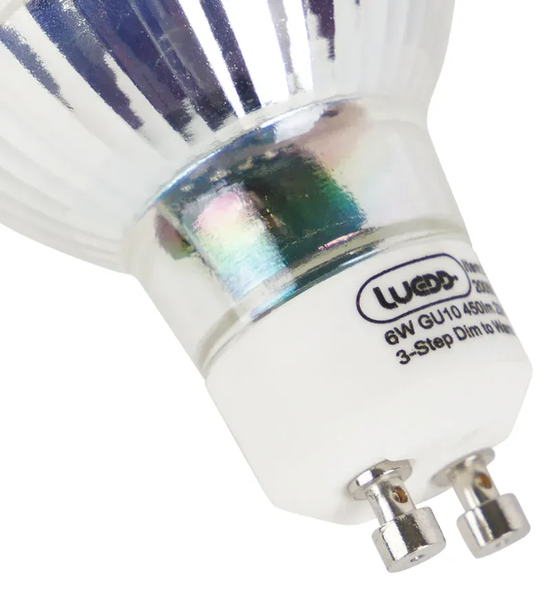 Set van 6 GU10 3-staps dim to warm LED lampen 6W 450 lm 2000K - 2700K