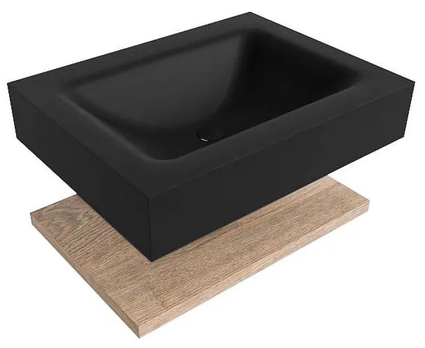 Zaro Alan badmeubel 60cm met planchet washed oak en vrijhangende wastafel cloud midden zonder kraangat urban