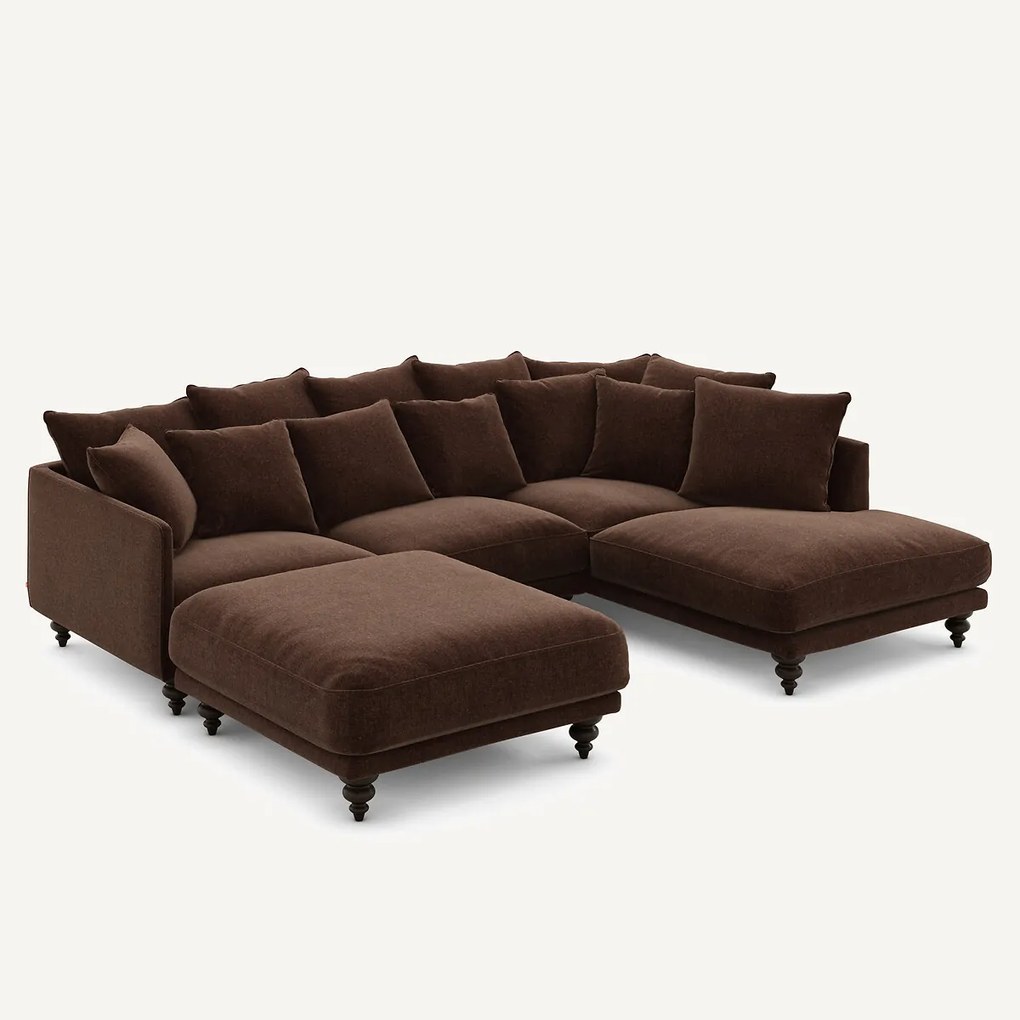 Voetenbank van fluweel chenille, Lazare