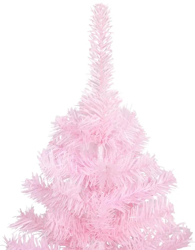 vidaXL Kunstkerstboom met LED's en kerstballen 180 cm PVC roze