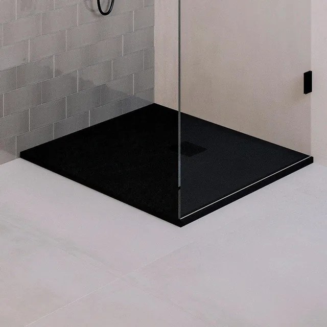 BRAUER Asteroid Douchebak 90x90 incl. antislip en antibacterieel mineraalmarmer mat zwart DB-AS9090MZ
