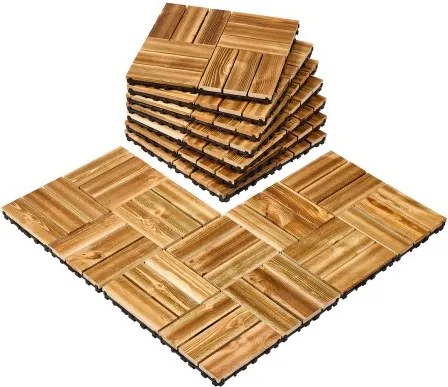 VEVOR Terrastegels, set van 10, balkontegels 30 x 30 cm, waterbestendige vloer van veenhout, houten tegels voor terrasvloeren op veranda, bij het zwembad, op het balkon en in de achtertuin (houtlook)