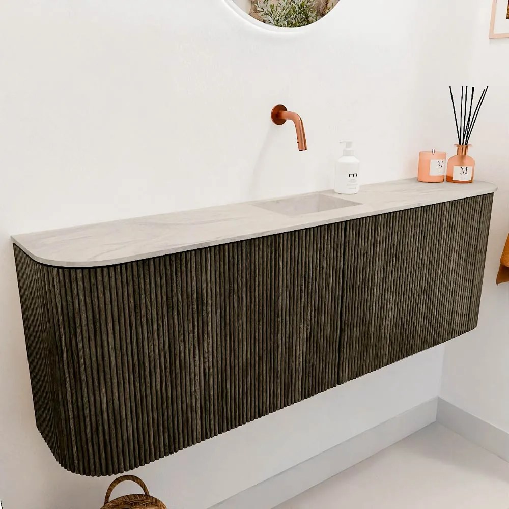 Mondiaz Joya DLux 125cm toiletmeubel ronding links/rechts shadow met wastafel faye midden zonder kraangat ostra