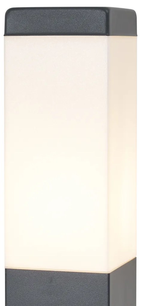 Buitenlamp antraciet met opaal glas 80cm IP44 met stopcontact en bewegingssensor - Malios Modern E27 IP44 Buitenverlichting