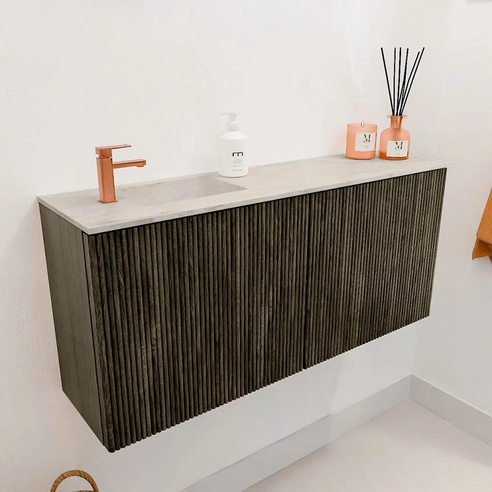 Mondiaz Joya DLux 90cm toiletmeubel shadow met wastafel faye links 1 kraangat ostra