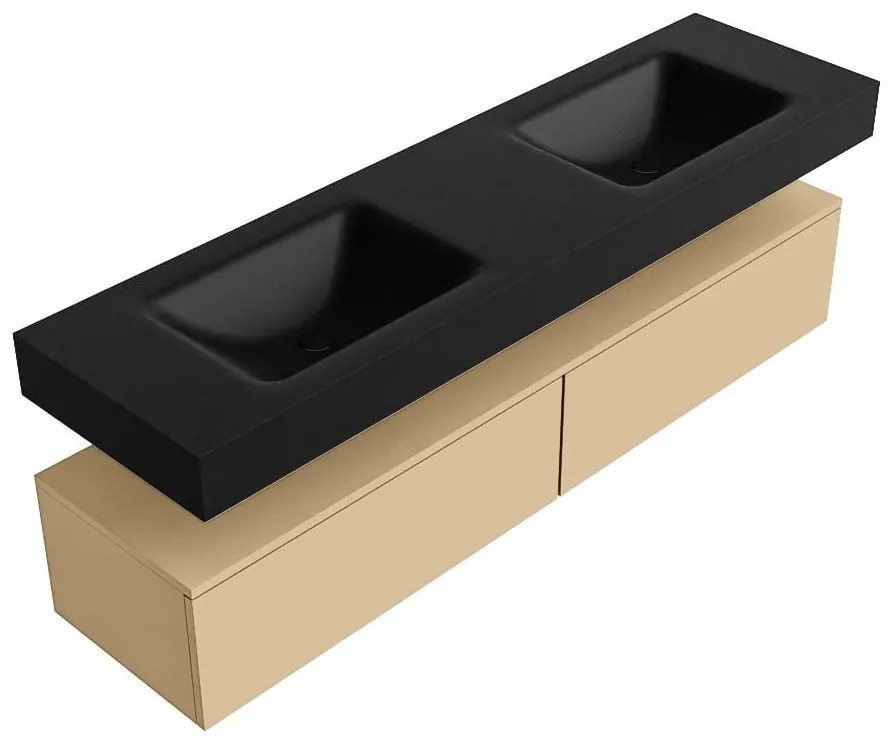 Zaro Alan badmeubel 170cm sand 2 lades met vrijhangende wastafel cloud dubbel 2 kraangaten urban