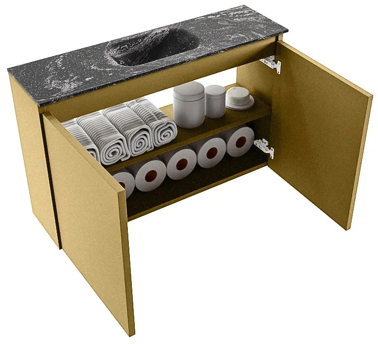 Mondiaz Ture DLux toiletmeubel 80cm oro met wastafel lava midden zonder kraangat